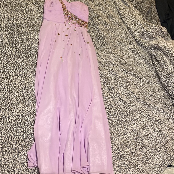 Lavender One Strap Prom Dress - Picture 3 of 4